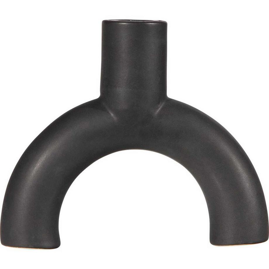 mutoni Portacandela Jake in ceramica nera  