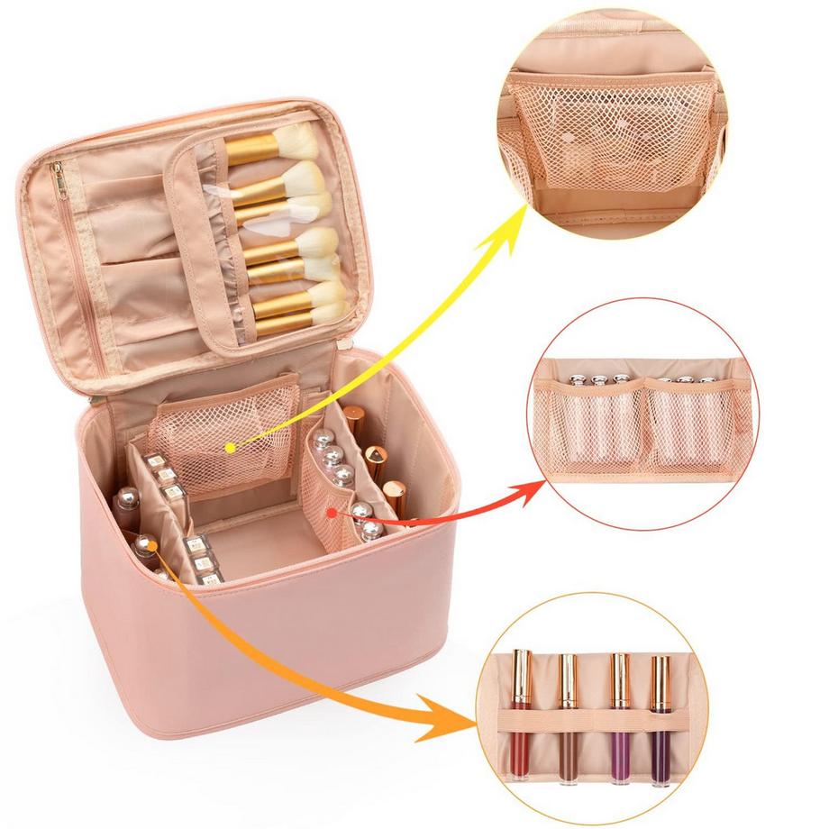 Only-bags.store  Trousse de maquillage de voyage Trousse de maquillage avec poignée et séparateur 