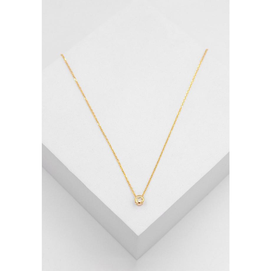 MUAU Schmuck  Solitär Anhänger Zargenfassung Gelbgold 750 Diamant 0.15ct. 5x5mm 