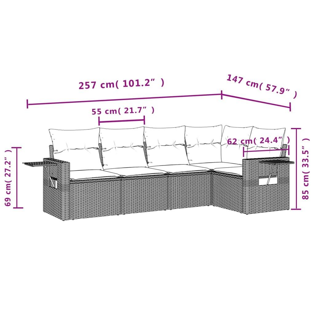 VidaXL set divano da giardino Polirattan  