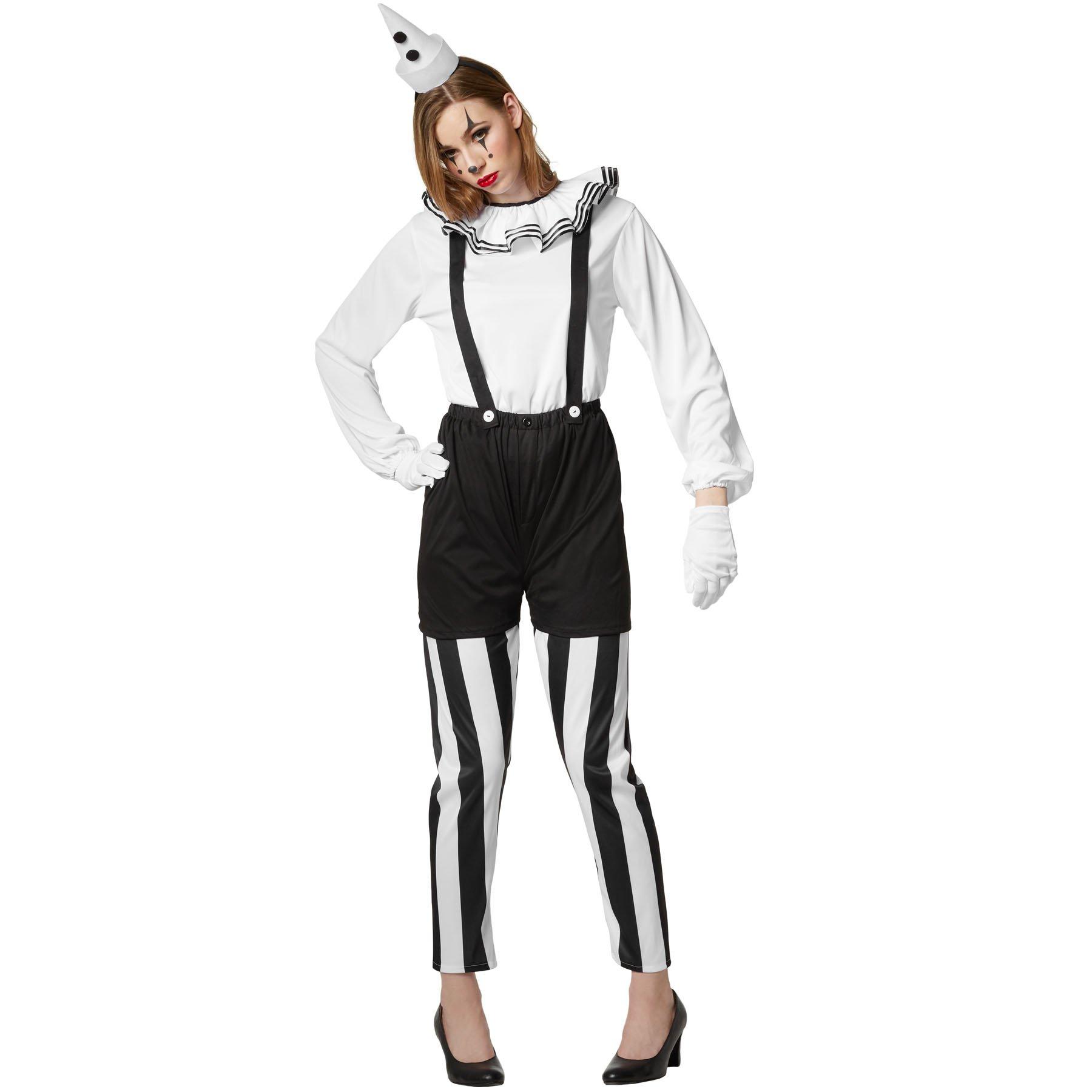 Tectake  Costume clown da donna bianco-nero 