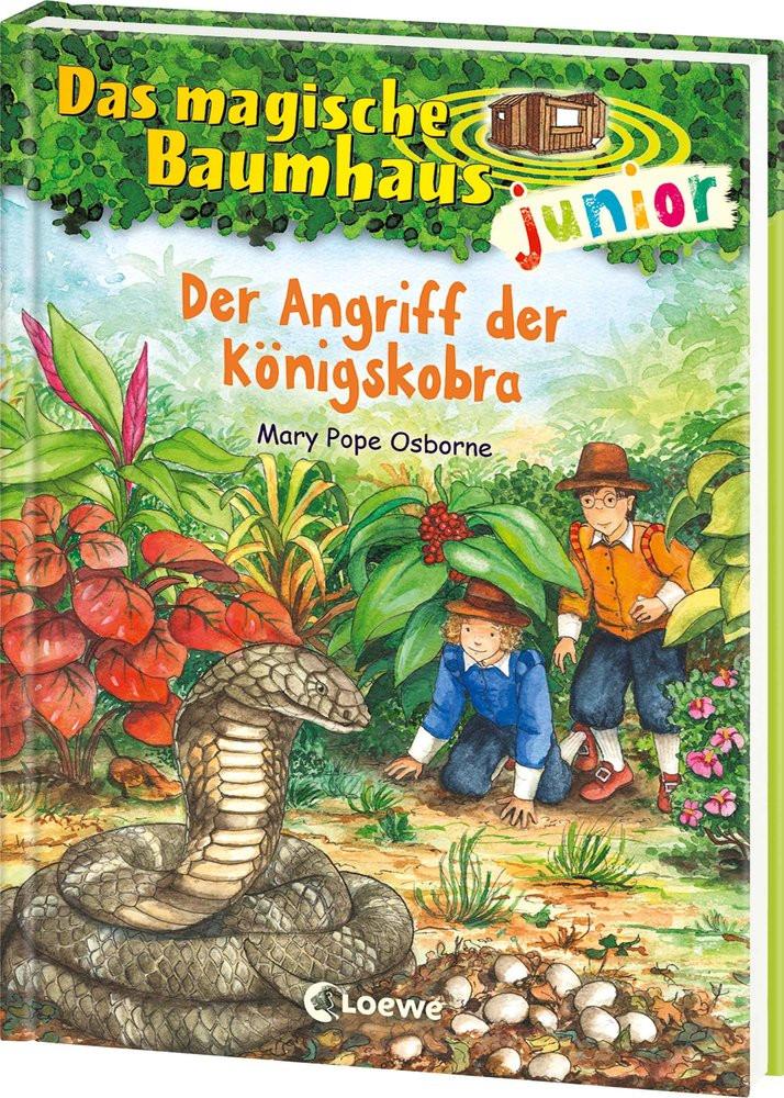 Das magische Baumhaus junior (Band 39) - Der Angriff der Königskobra Pope Osborne, Mary; Loewe Kinderbücher (Hrsg.); Knipping, Jutta (Illustrationen); Lojahn, Sandra (Übersetzung) Copertina rigida 