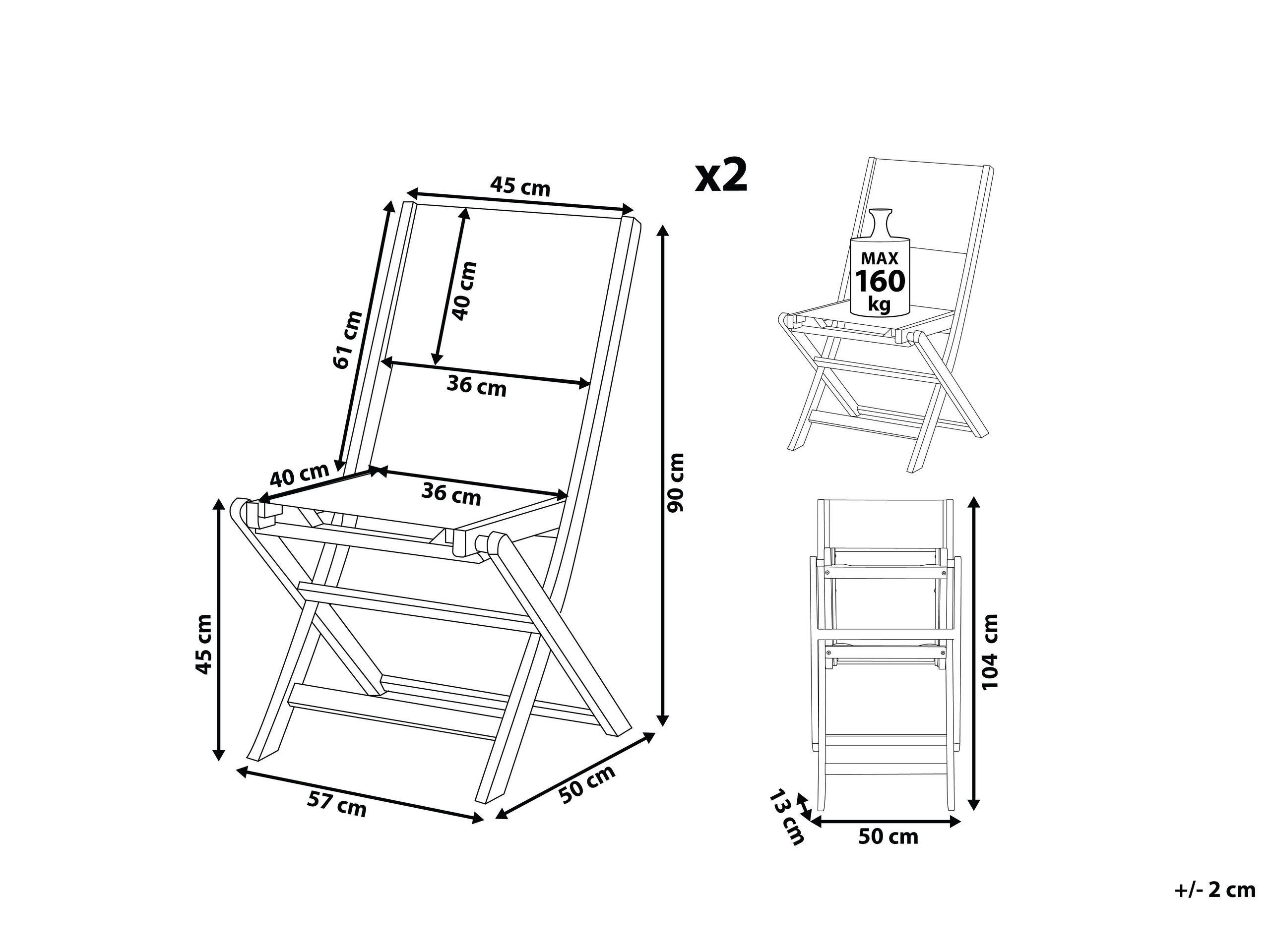 Beliani Set di 2 sedie en Legno d'acacia Rustico CESANA  