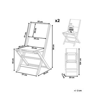 Beliani Set di 2 sedie da giardino en Legno d'acacia Rustico CESANA  