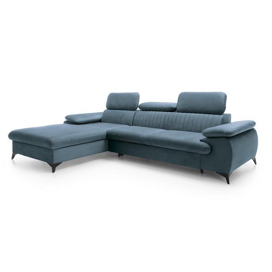 PASCAL MORABITO Ecksofa mit Schlaffunktion - Ecke links - Samt - Hellblau - SAMARA von PASCAL MORABITO  