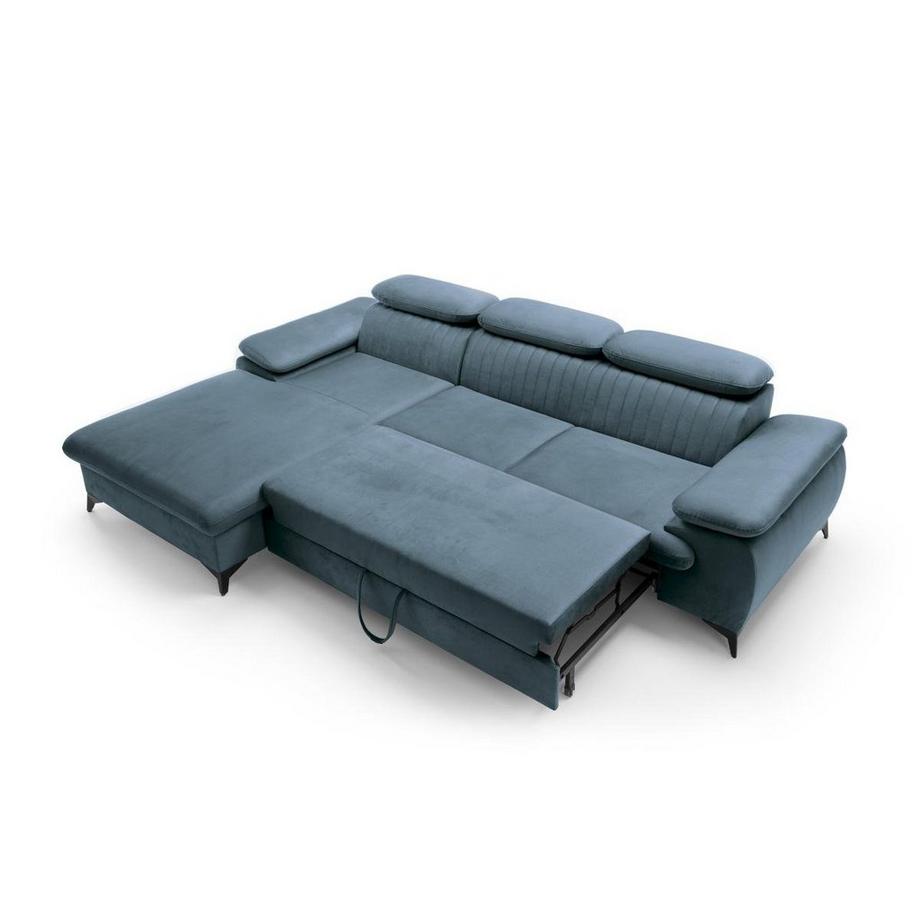 PASCAL MORABITO Ecksofa mit Schlaffunktion - Ecke links - Samt - Hellblau - SAMARA von PASCAL MORABITO  