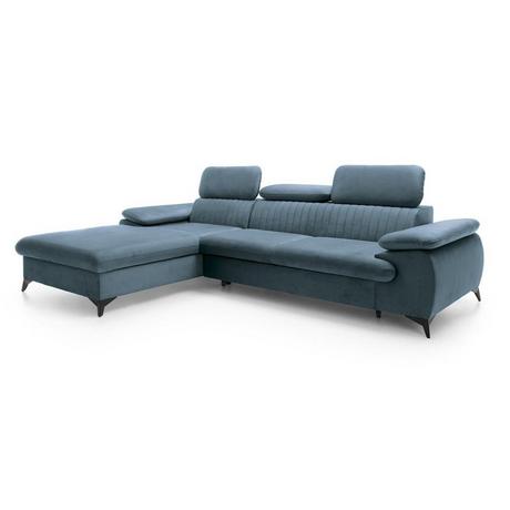 PASCAL MORABITO Canapé d'angle gauche convertible en velours bleu ciel SAMARA de Pascal Morabito  
