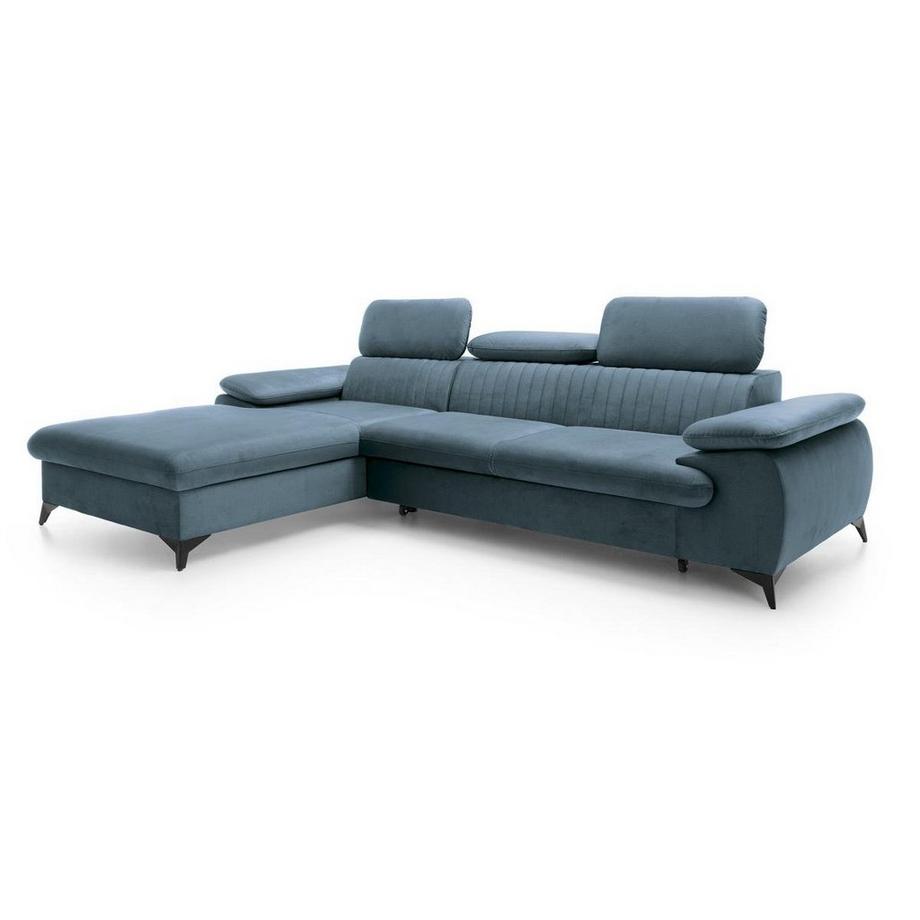 Ecksofa mit Schlaffunktion - Ecke links - Samt - Hellblau - SAMARA von PASCAL MORABITO