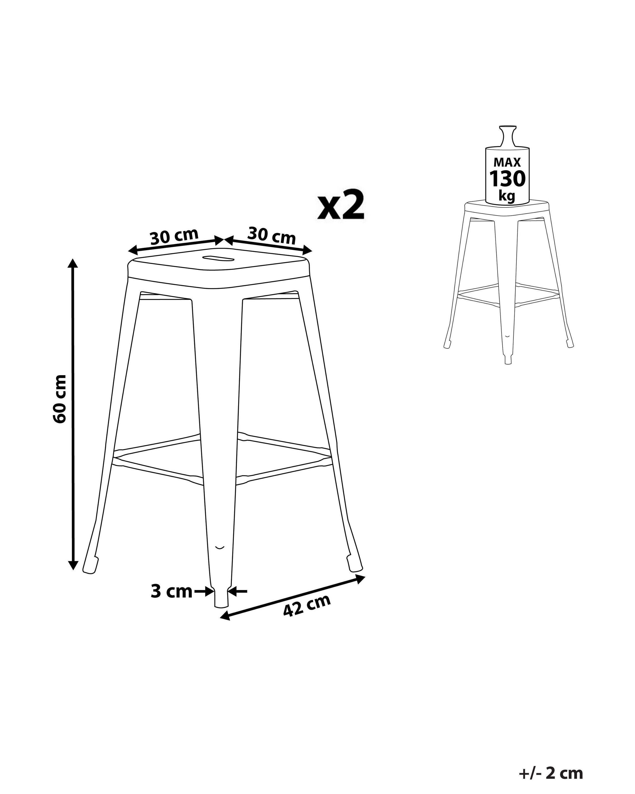 Beliani Lot de 2 tabourets de bar en Acier Industriel CABRILLO  