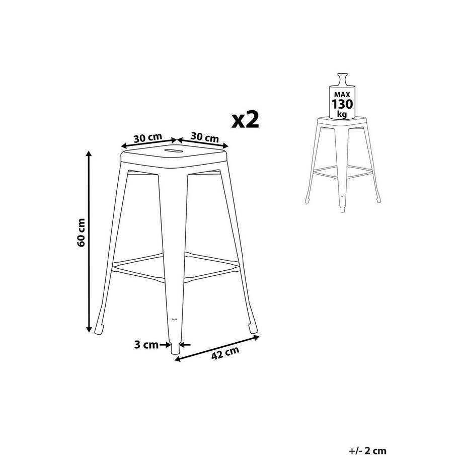 Beliani Set di 2 sgabelli da bar en Acciaio Industriale CABRILLO  