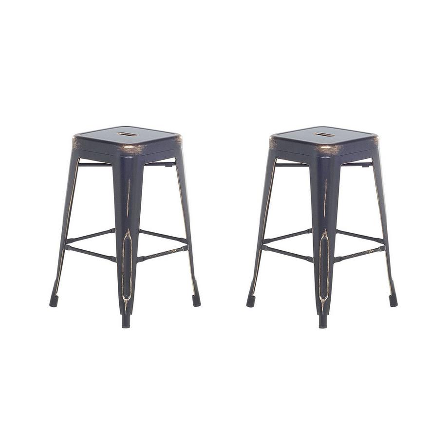 Lot de 2 tabourets de bar en Acier Industriel CABRILLO