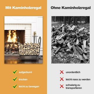 Northio Porte-bûches en métal compact avec pieds surélevés et motifs élégants support décoratif en bois noir  