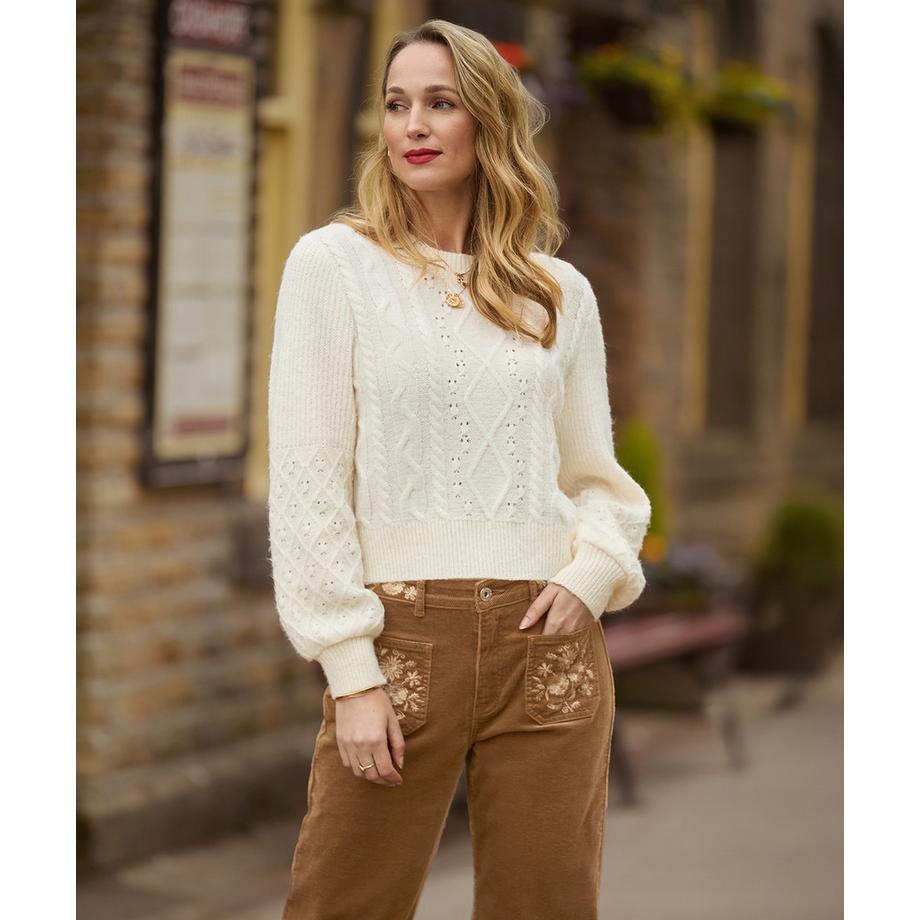 Joe Browns Pull torsadé en maille crème  