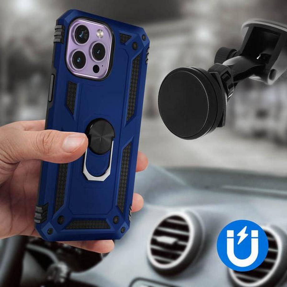 Avizar  Coque iPhone 14 Pro Max Bague Bleu Nuit 