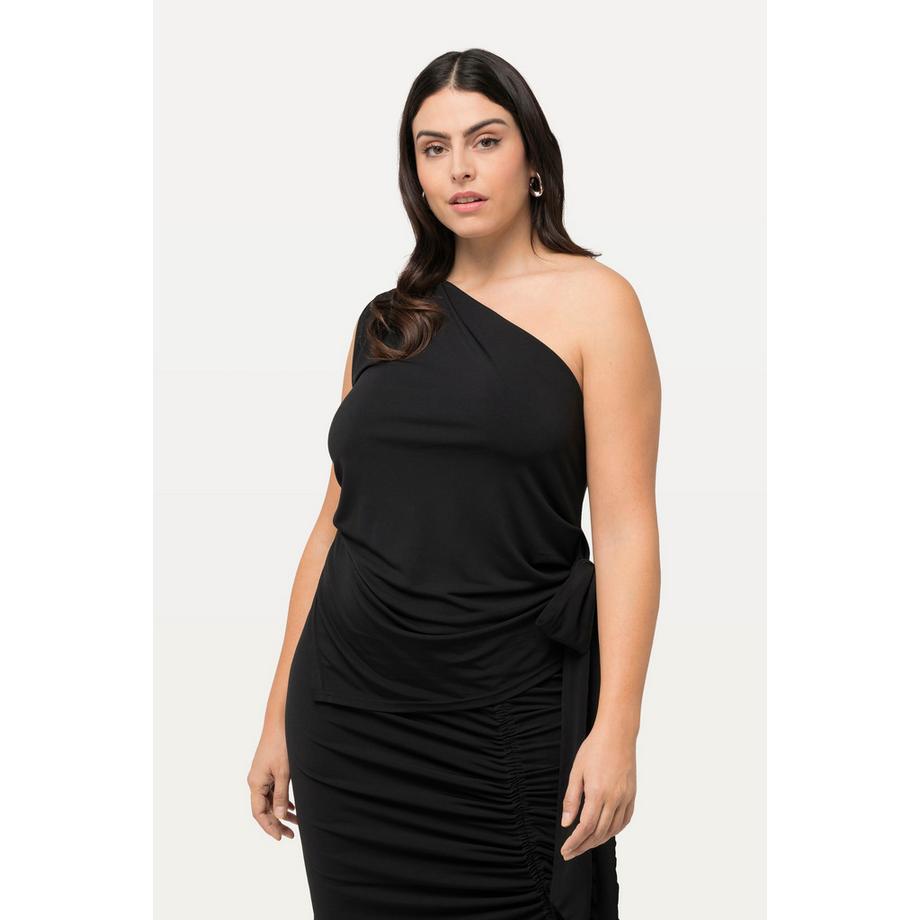 Ulla Popken One Shoulder Slim ärmelloses Top mit Bindeband  