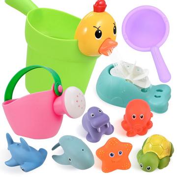 10Pcs Badewannenspielzeug für Baby ab 1 Jahr, Badespielzeug Wasserspielzeug Baby niedliche Wasserspritztiere für Baby Badewanne Geschenk