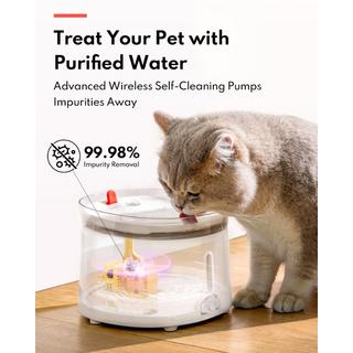 Homerunpet  Fontaine à eau pour animaux de compagnie avec plateau en porcelaine + pompe UVC sans fil 