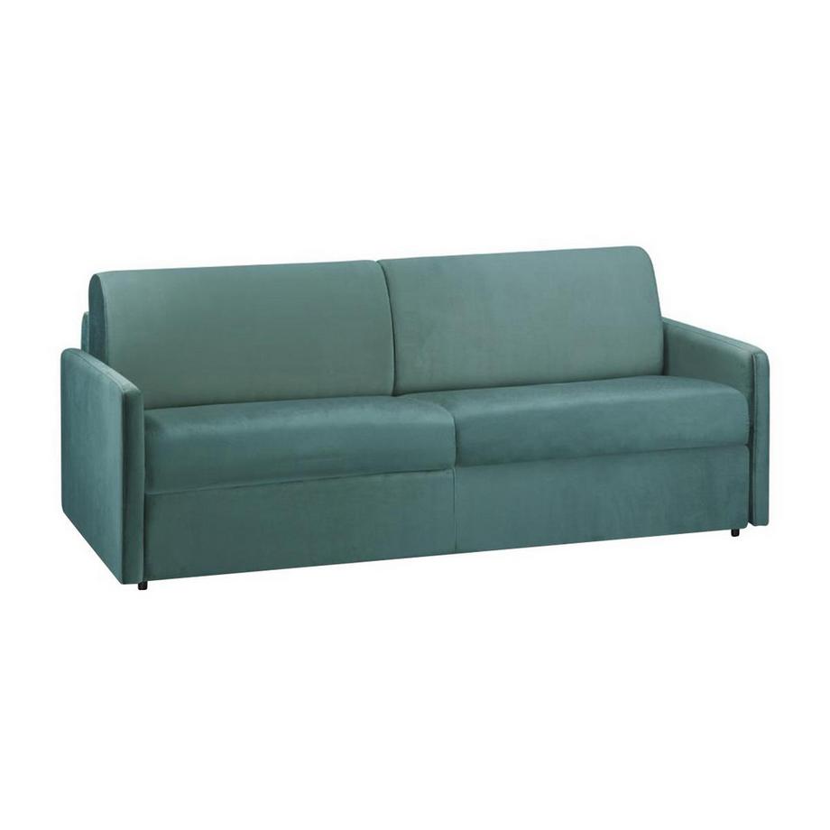Vente-unique Schlafsofa 4Sitzer Samt CALIFE Minzgrün Liegefläche Matratzen  