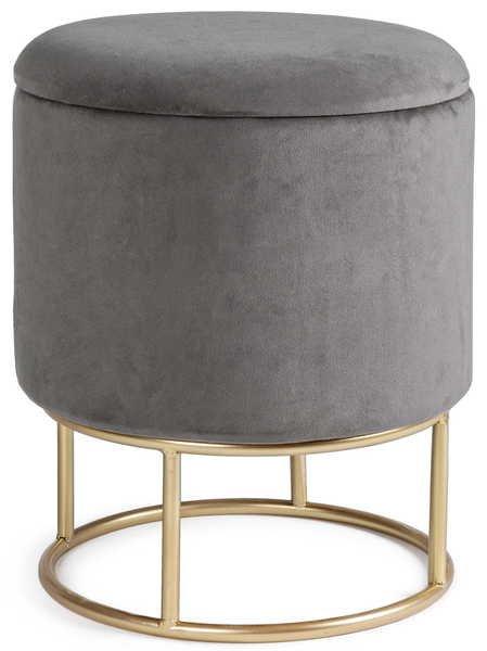 mutoni Tabouret Polina Gris rond avec espace de rangement  