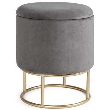 Tabouret Polina Gris rond avec espace de rangement