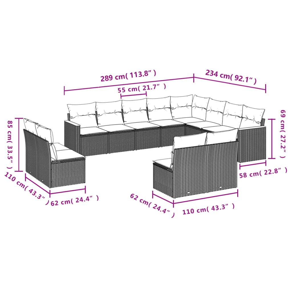 VidaXL set divano da giardino Polirattan  