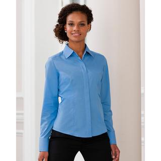 Russell  Collection Popelin Bluse Hemd, Langarm, pflegeleicht, tailliert 