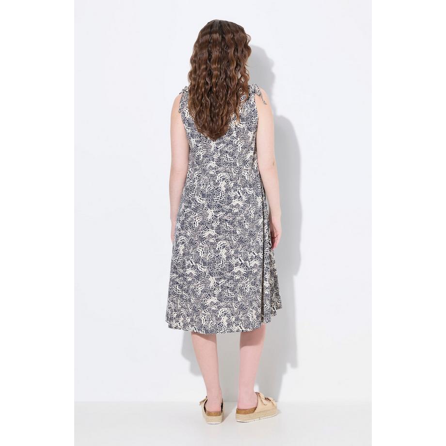 Ulla Popken Robe Midi Jersey Imprimé Nuages Sans Manches Col V  