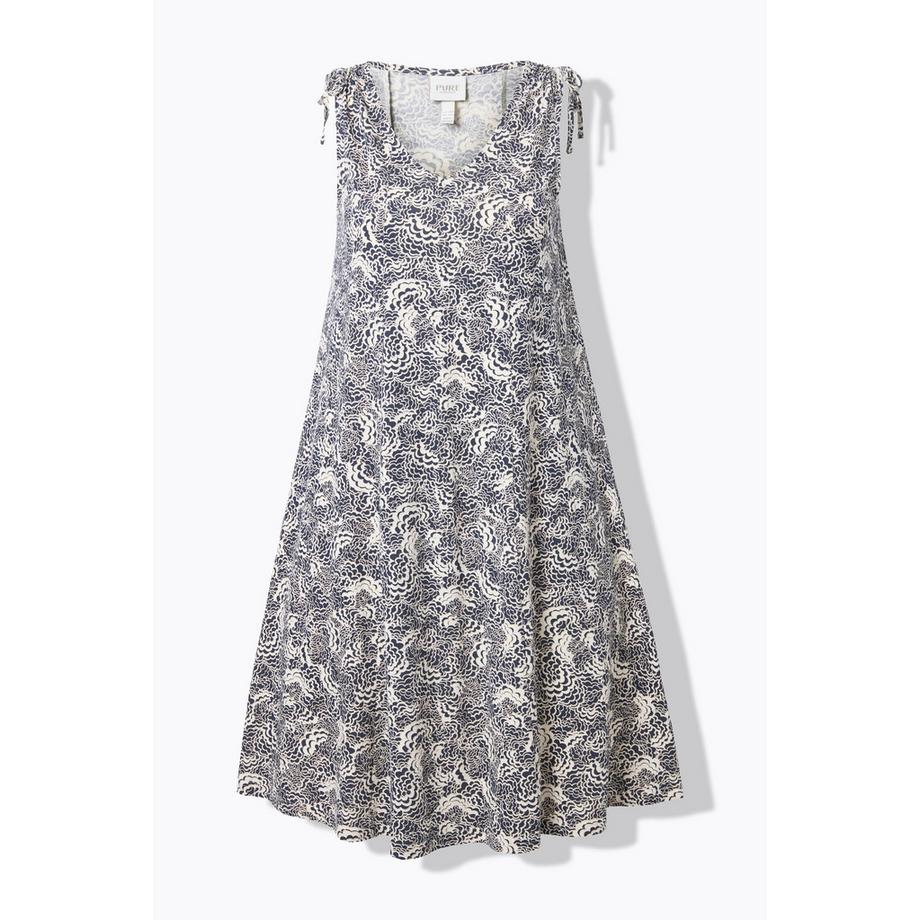 Ulla Popken Robe Midi Jersey Imprimé Nuages Sans Manches Col V  