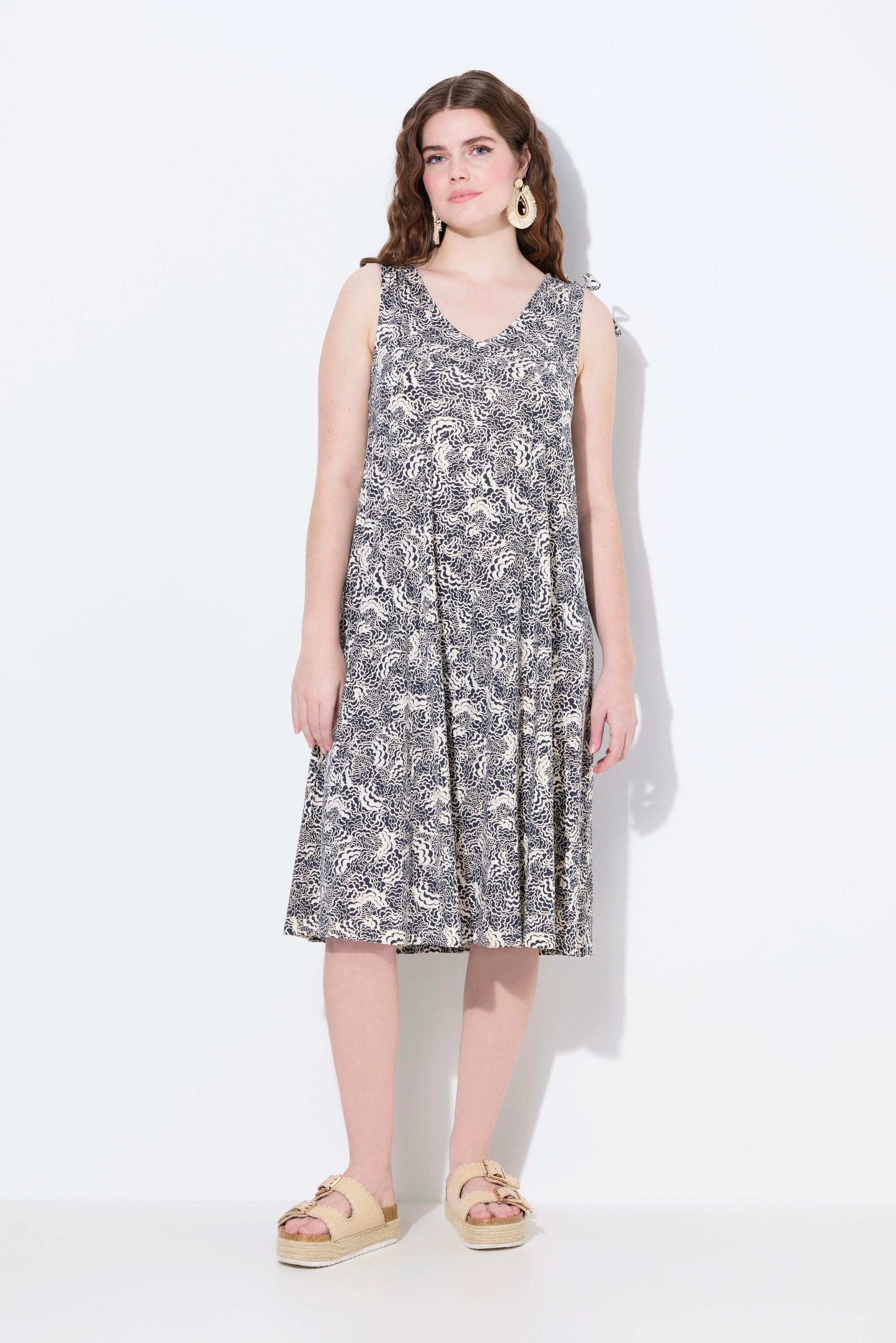 Ulla Popken Abito Midi Jersey Stampa Nuvole Senza Maniche Scollo a V  