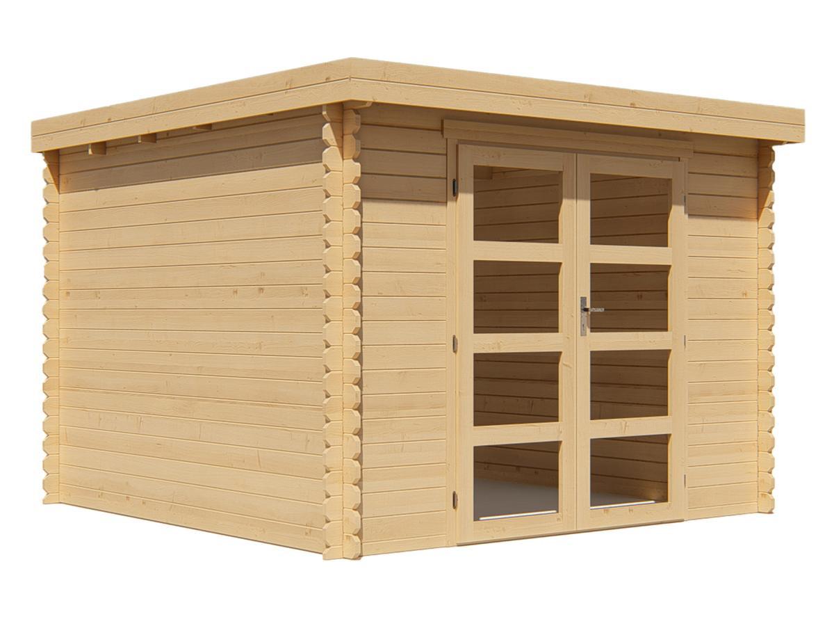 Vente-unique Casetta da giardino con tetto piano 8,8 m² spessore 28 mm in legno - LOTAVI  