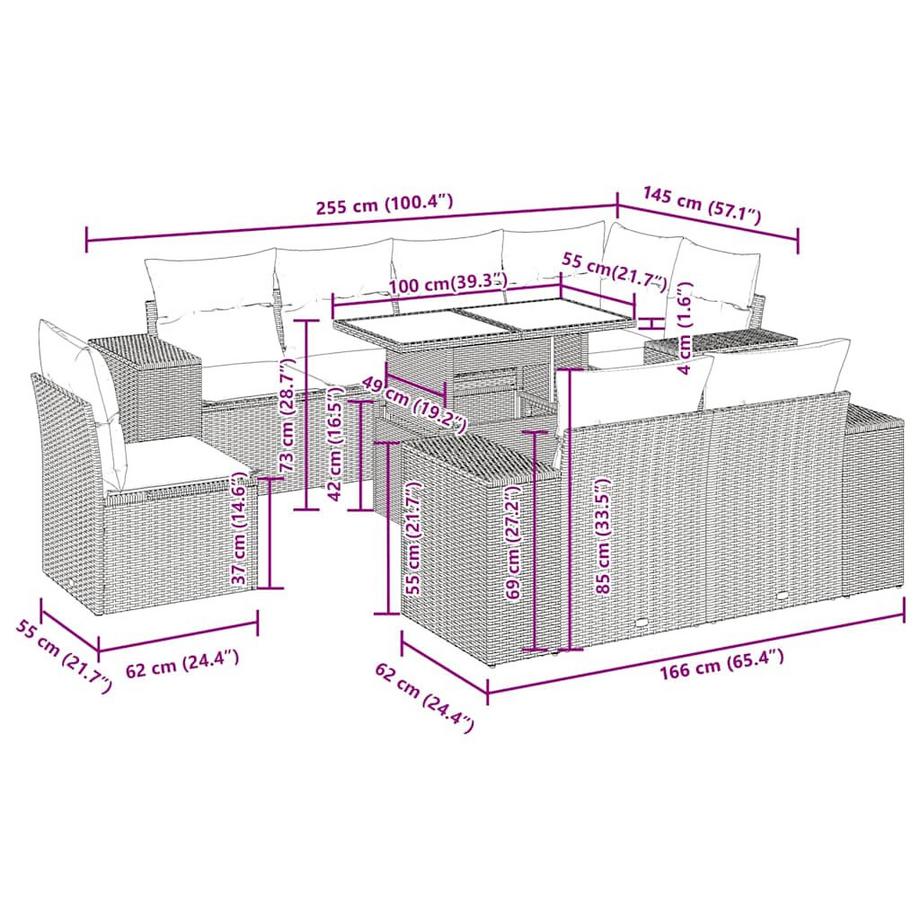 VidaXL Garten sofagarnitur poly-rattan  