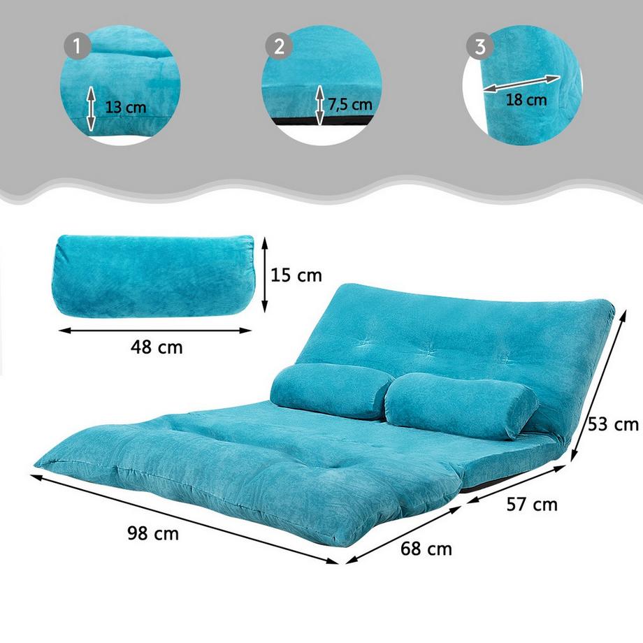 Northix Verstellbares Bodensofa mit Kissen  