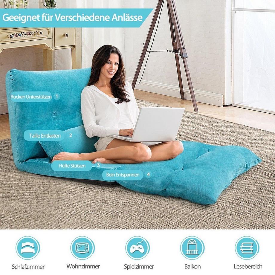 Northix Verstellbares Bodensofa mit Kissen  