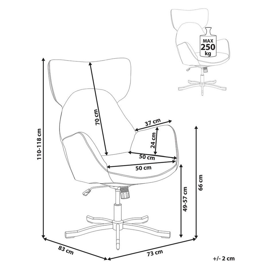 Beliani Fauteuil pivotant en Tissu Rétro SONDERBY  