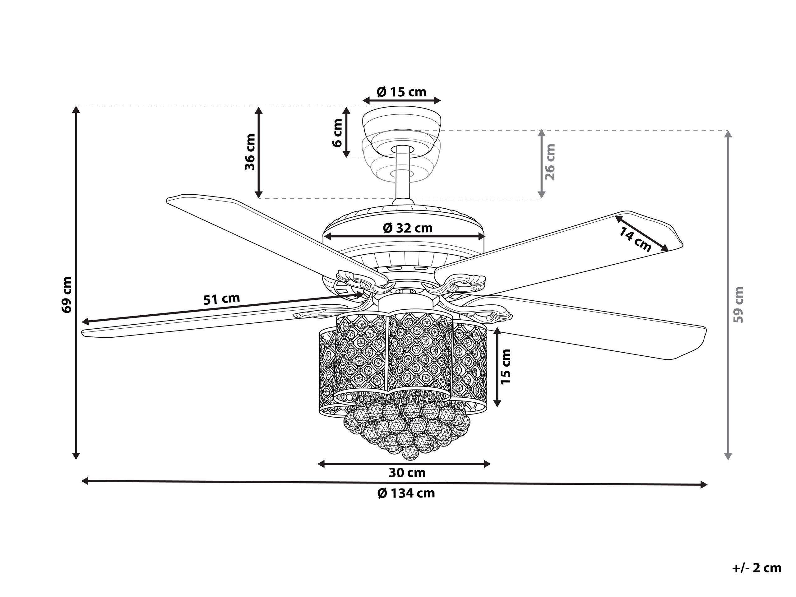 Beliani Ventilatore da soffitto con luce en Ferro Retrò HUAI  