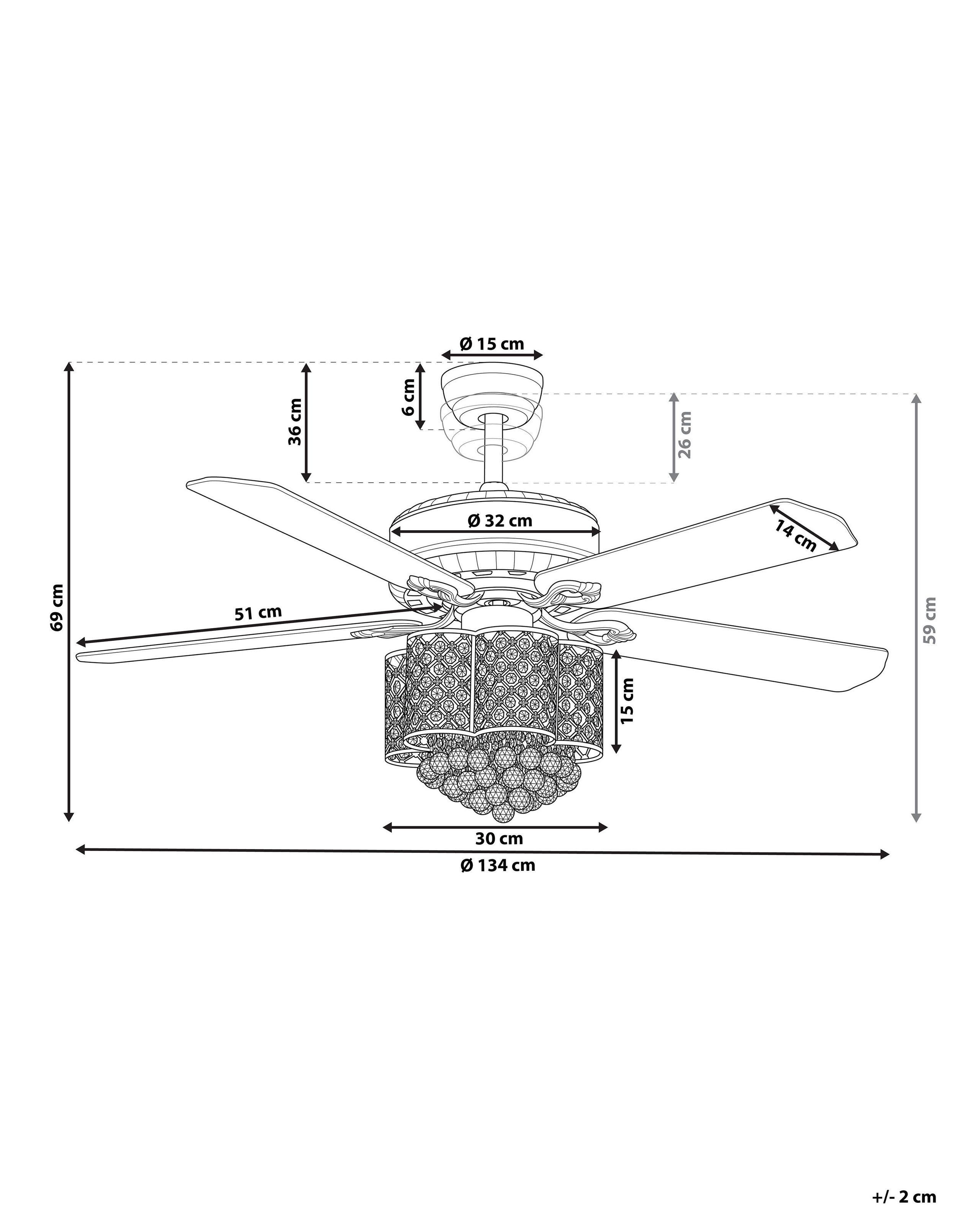 Beliani Deckenventilator mit Licht aus Eisen Glamourös HUAI  