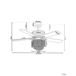 Beliani Deckenventilator mit Licht aus Eisen Glamourös HUAI  