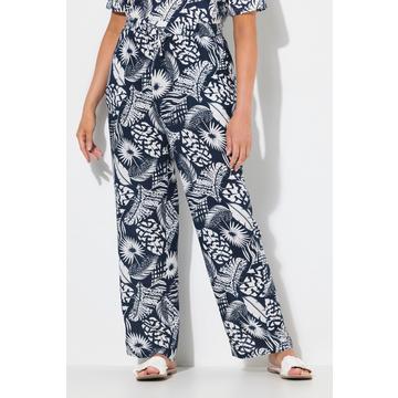 Pantaloni modello Rose con taglio della gamba ampio, foglie e cintura elastica