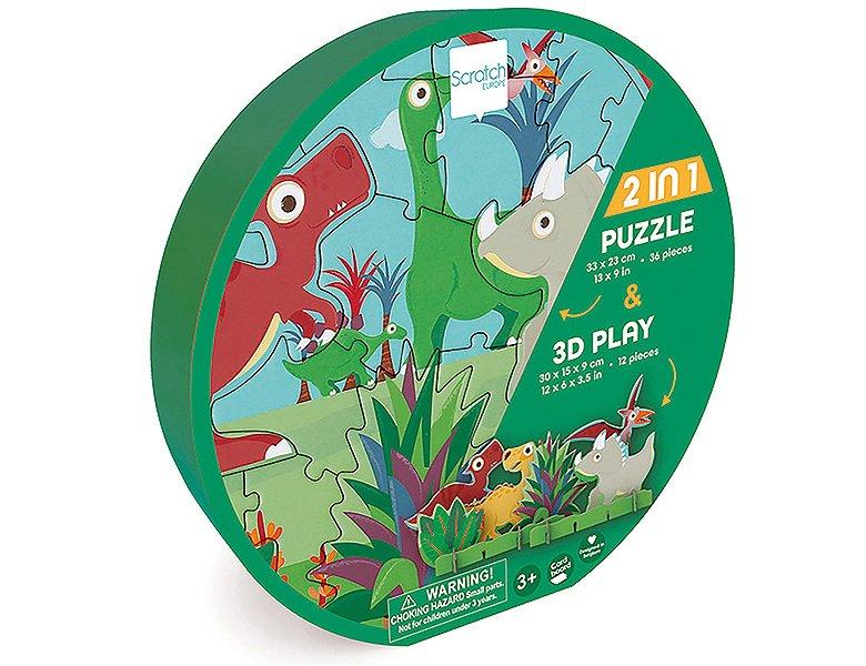 Scratch  Puzzle 2in1 Spielpuzzle 3D Dinosaurier (36Teile) 