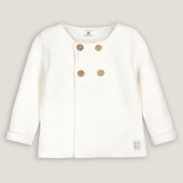 Gilet tricot point mousse coton bio