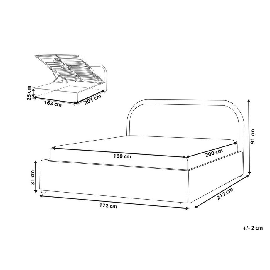 Beliani Lit ottoman en Tissu Moderne QUILLIEN  