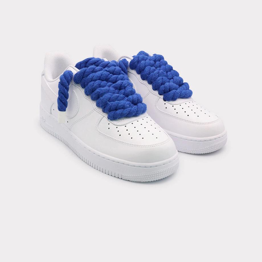 NIKE Air Force 1 White Rope Lace Blue Sneakers  
