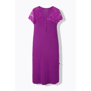 Ulla Popken Camicia da notte Pizzo Scollo a V Mezze maniche di pizzo  