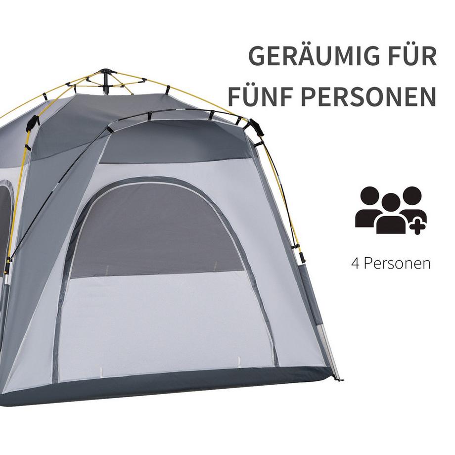 Northio  Kuppelzelt für 4 Personen leicht, stabil wasserdicht UV 50+ Pop Up Campingzelt mit Haken Tür Fenster, Bodenplane Familienzelt mit 1000mm Wassersäule Zelt für Camping Reise Trekking Garten | 