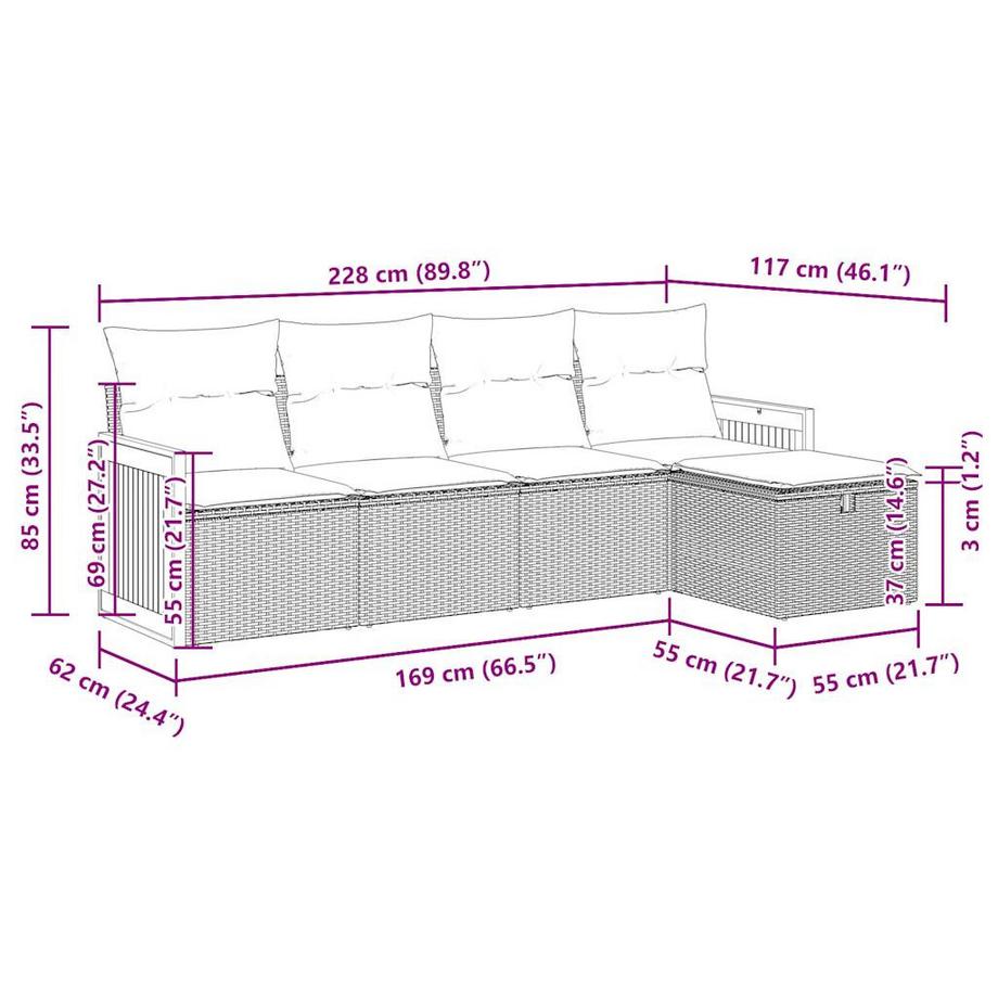 VidaXL Gartensofa set poly-rattan  