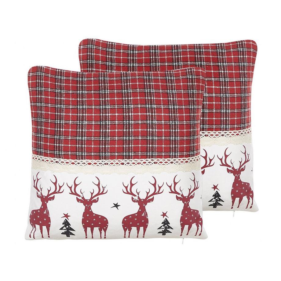 Beliani Lot de 2 coussins décoratifs en Coton Traditionnel ROBBIE  