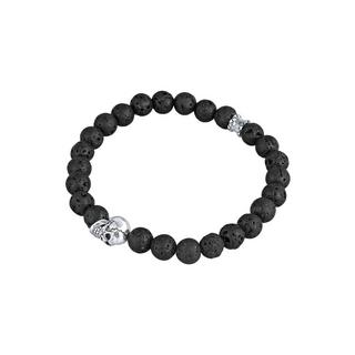 Kuzzoi  Bracelet Herren Totenkopf Lava Stein Perlen 925 Silber 