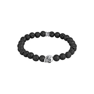 Kuzzoi  Armband  Totenkopf Lava Stein Perlen 925 Silber 