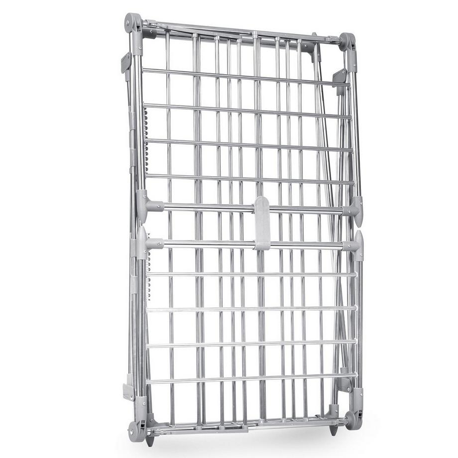 B2X  Zusammenklappbarer und stehender Wäscheständer mit 22 m Edelstahl-Trockenleine 