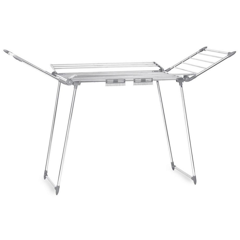 B2X  Zusammenklappbarer und stehender Wäscheständer mit 22 m Edelstahl-Trockenleine 